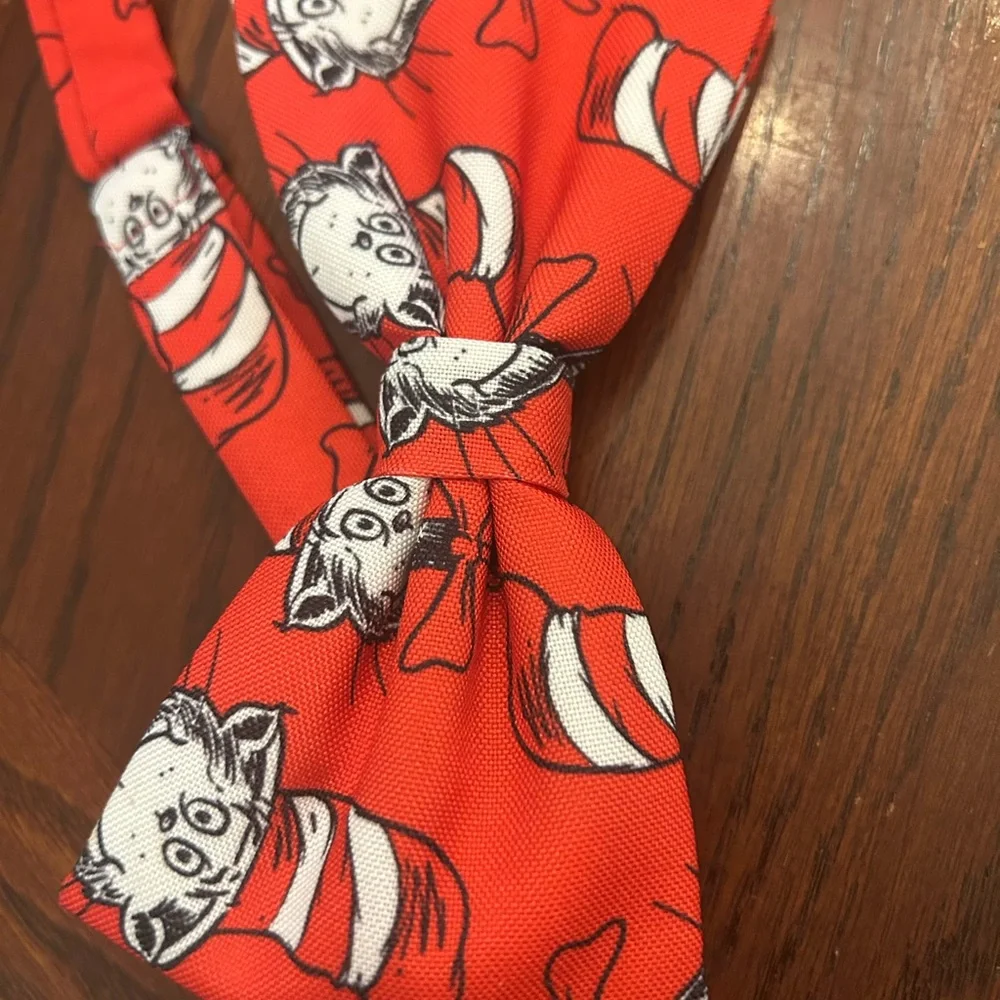 Dr. Seuss Red and White Cartoon Bow Tie